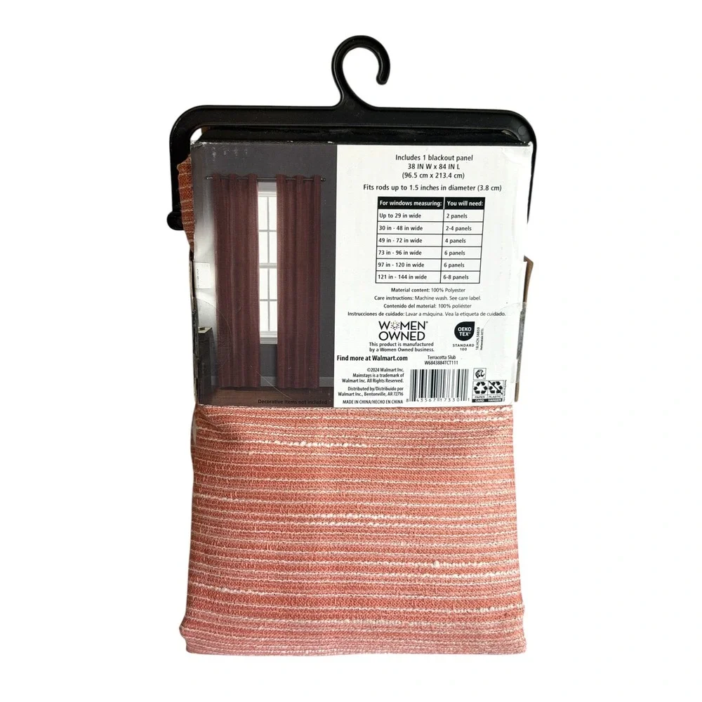 Mainstays Blackout Curtain Panel 38x84 Terracotta NEW Grommet Slub Texture
